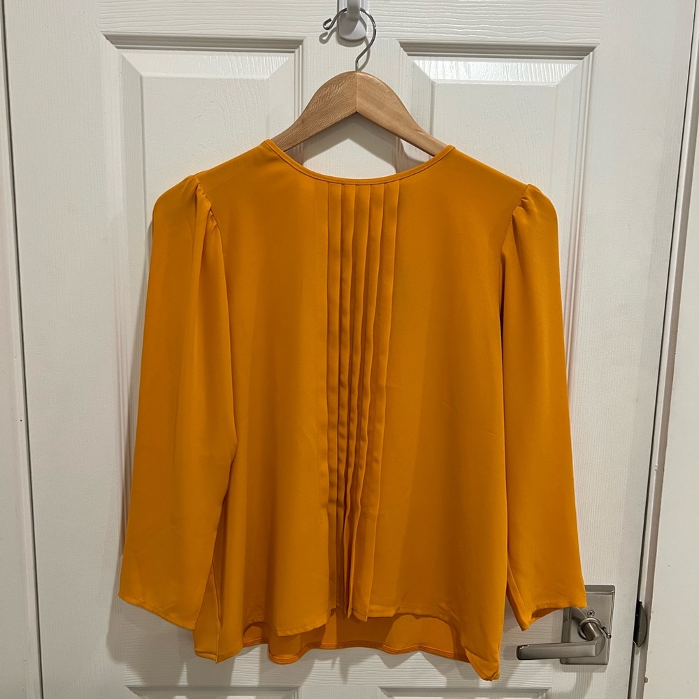 Orange Pin Tucked Blouse